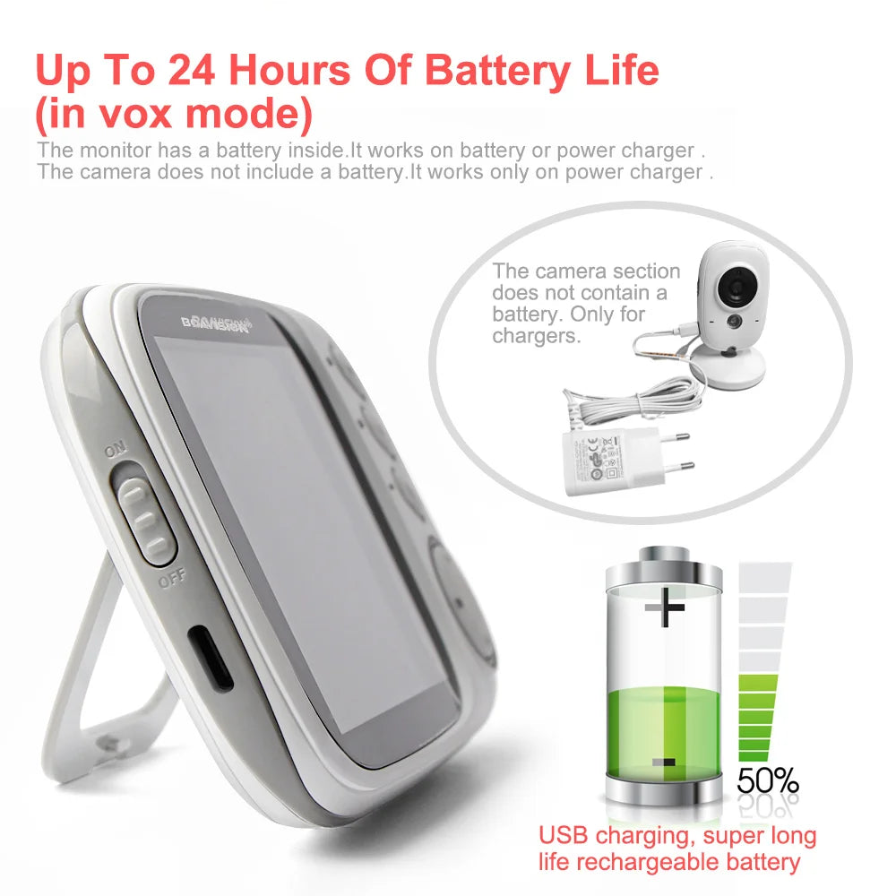 VB603 Video Baby Monitor 2.4G Wireless with 3.2 Inches LCD 2 Way Audio Talk Night Vision Surveillance Security Camera Babysitter
