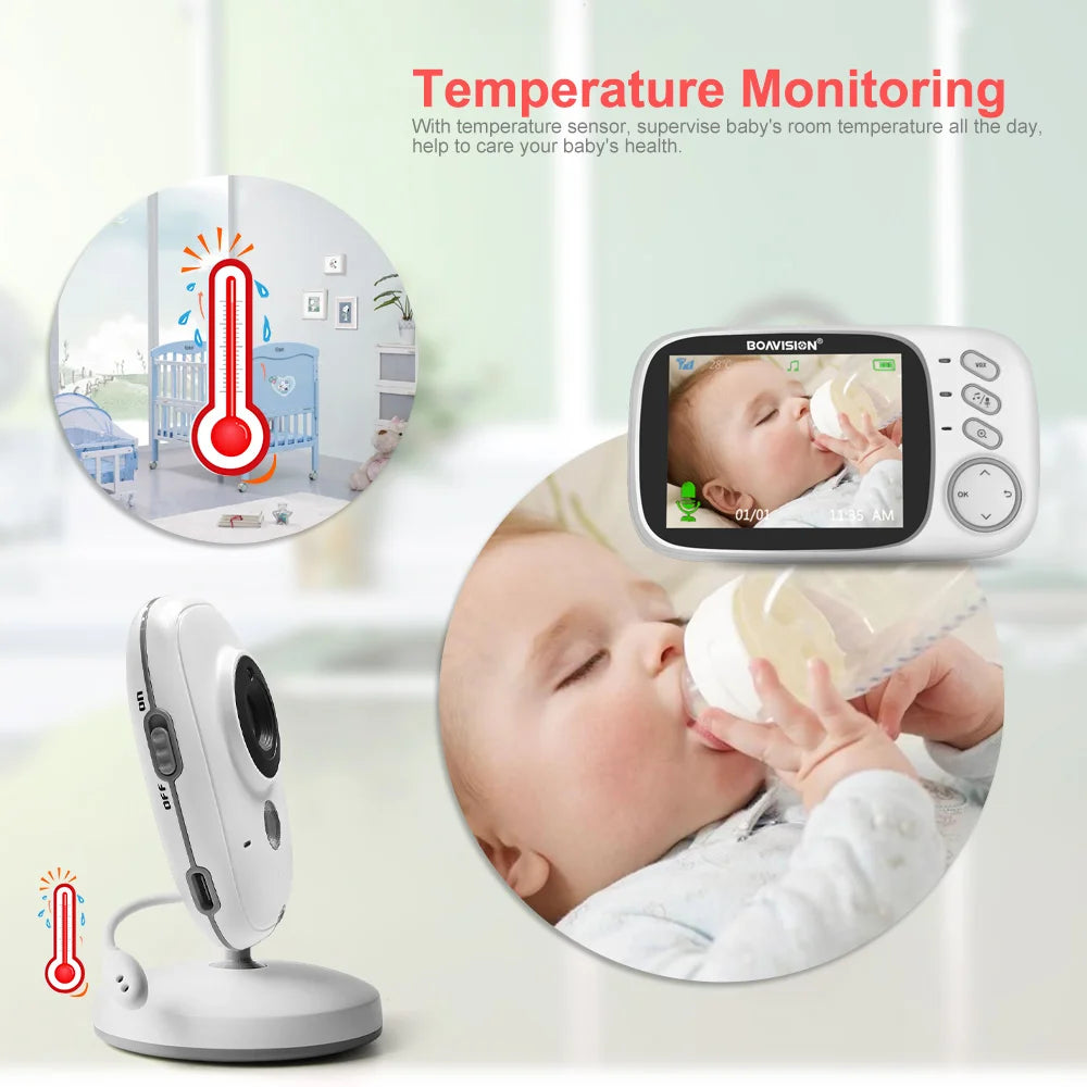 VB603 Video Baby Monitor 2.4G Wireless with 3.2 Inches LCD 2 Way Audio Talk Night Vision Surveillance Security Camera Babysitter